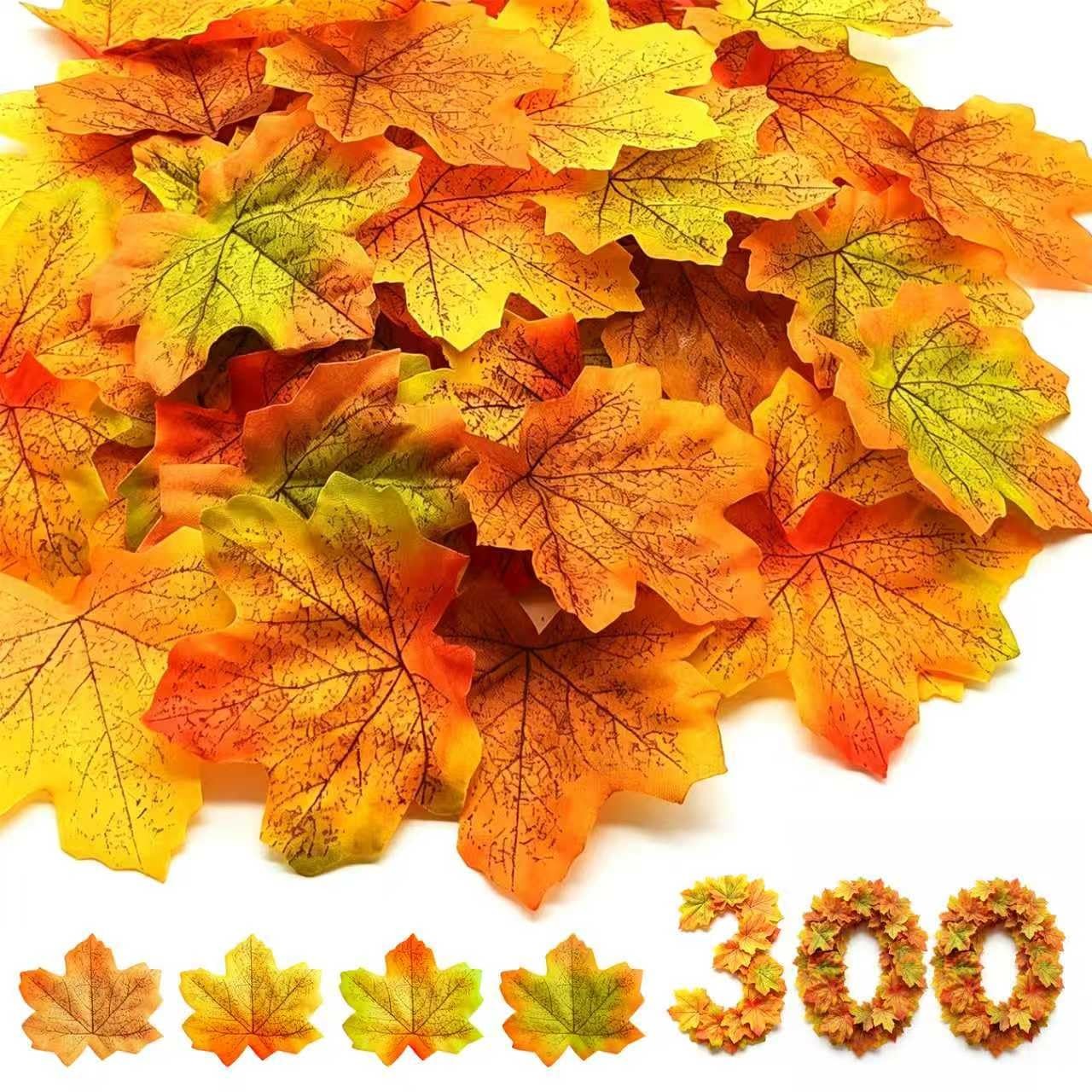 Artificial Maple Leaves 300pcs Mixed Fake Fall Foliage Decorations Artificial