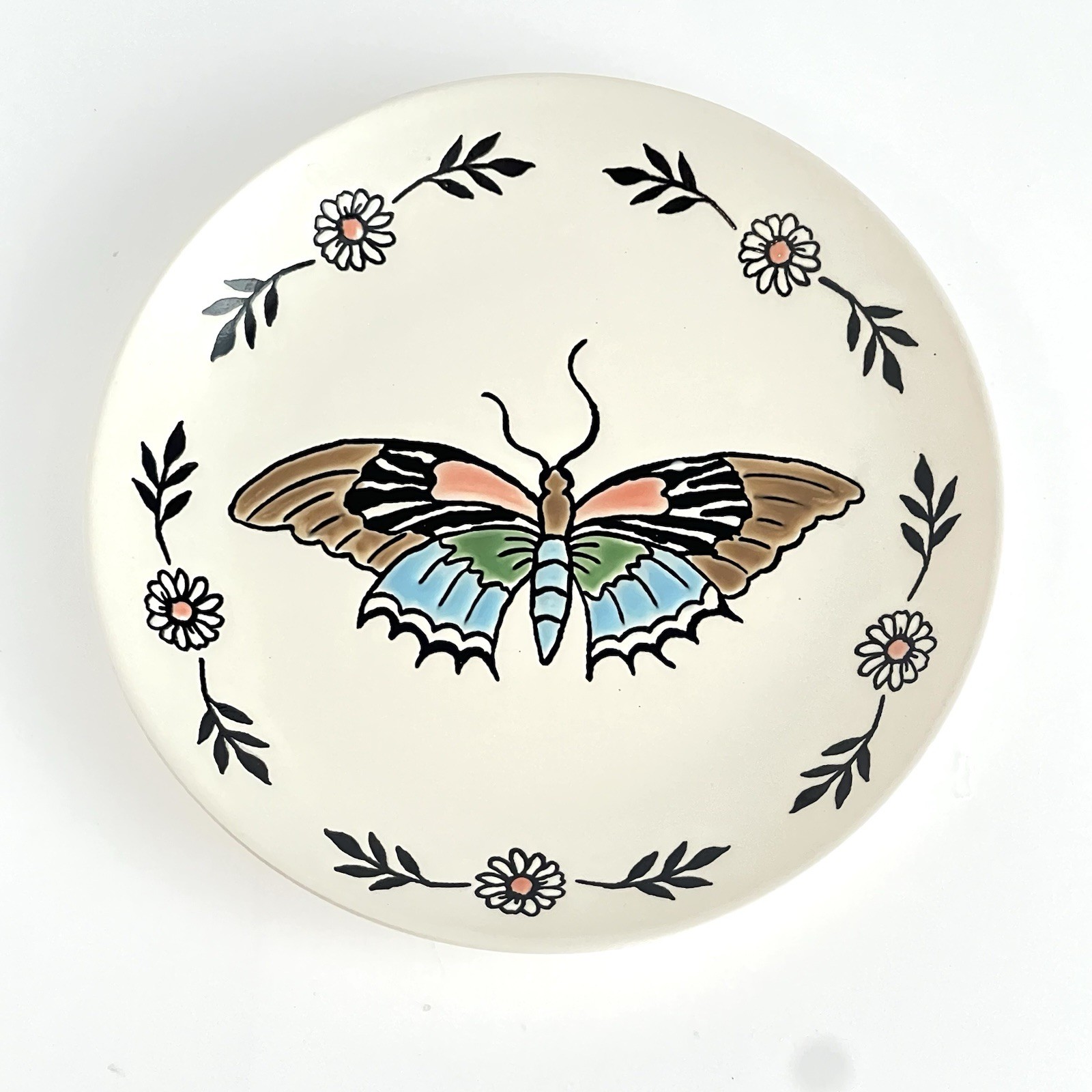 Spectrum Designz Butterfly With Daisies 6” Appetizer Dessert Plate 2023