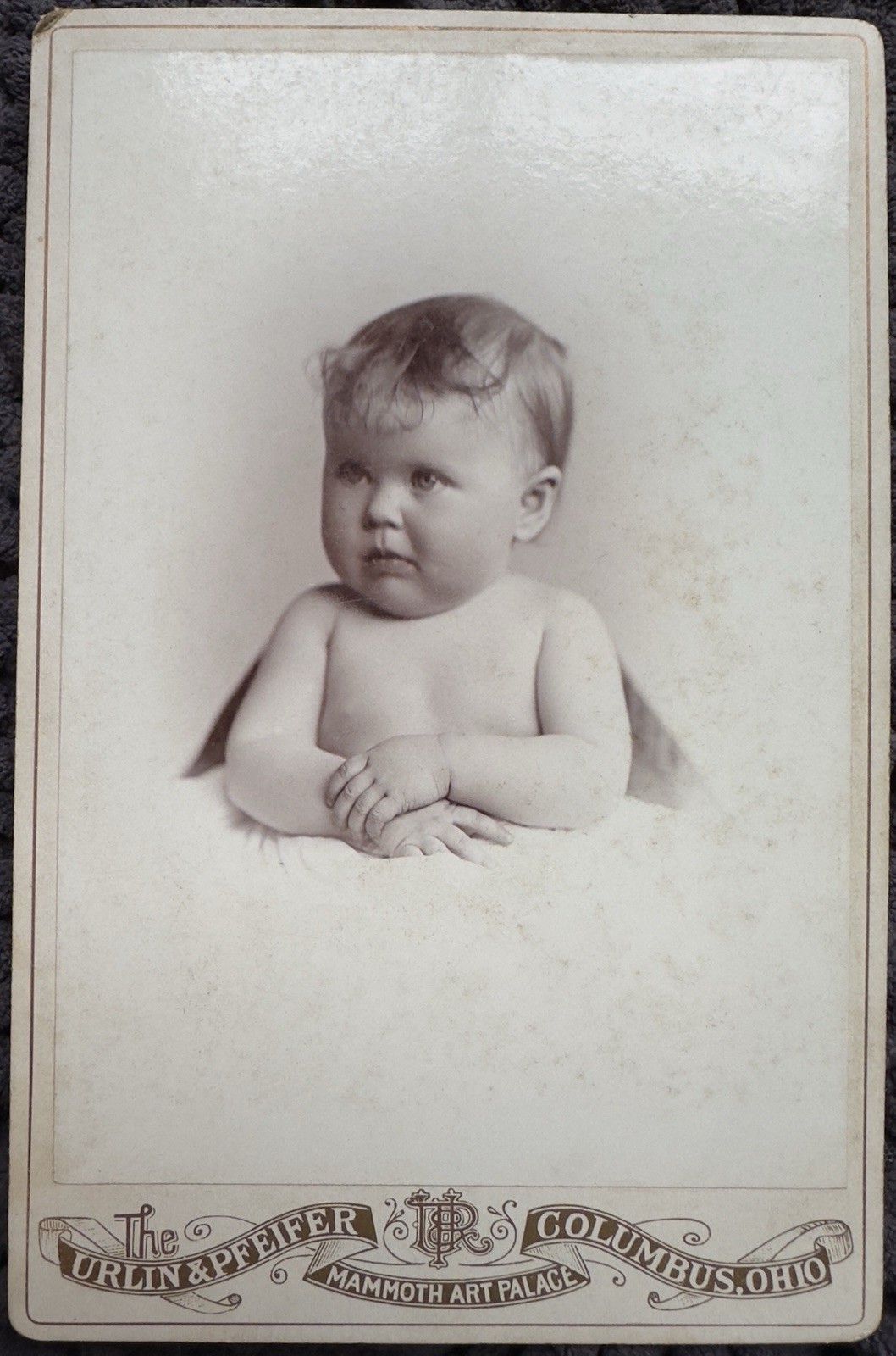 Antique 1890s Baby Cabinet Card Photo Urlin & Pfeifer Columbus Ohio Victorian