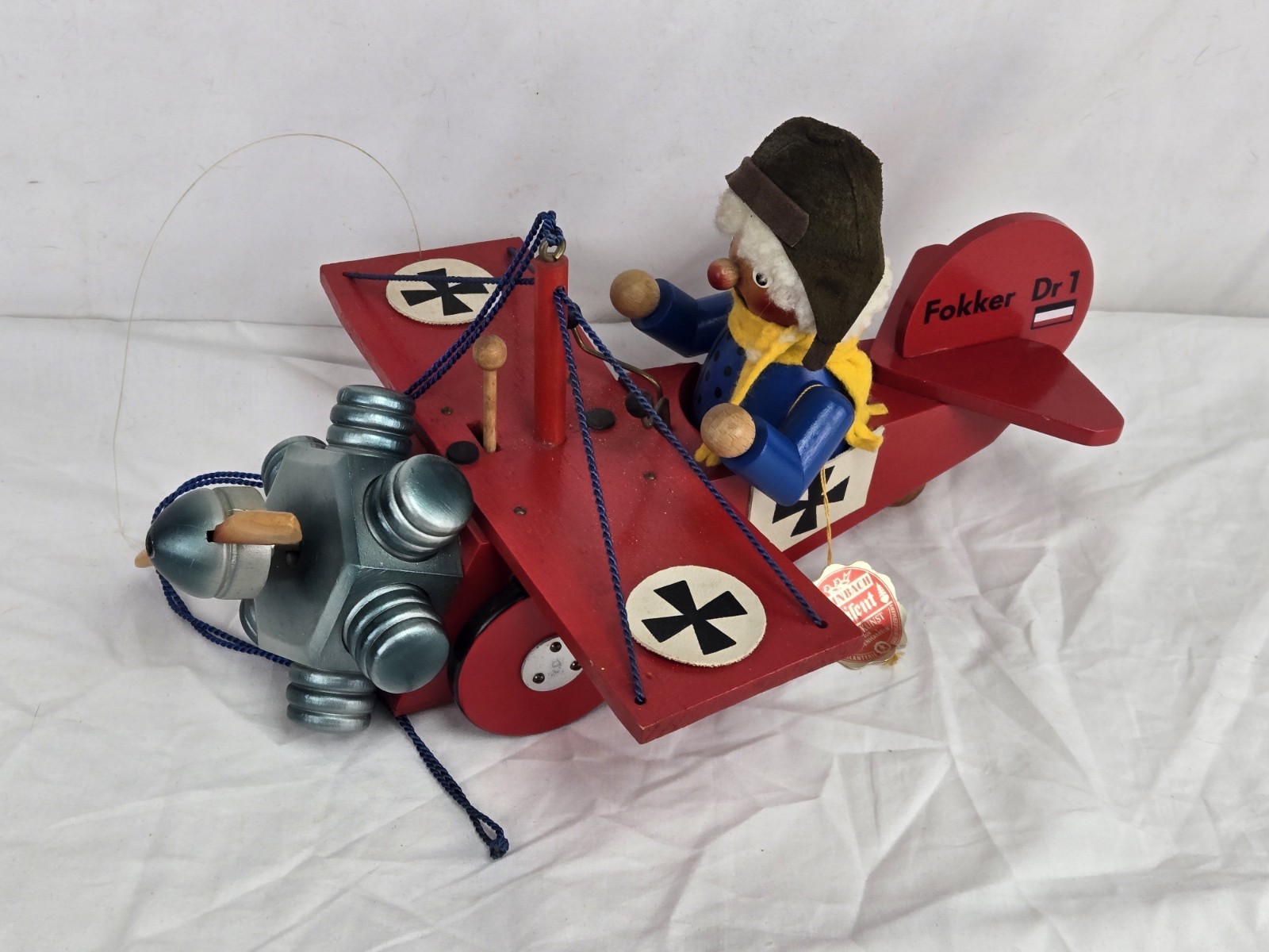 Vintage STEINBACH German SMOKER Red Baron Fokker Airplane Reuge Swiss MUSIC BOX Vintage STEINBACH German SMOKER Red Baron Fokker Airplane Reuge Swiss MUSIC BOX