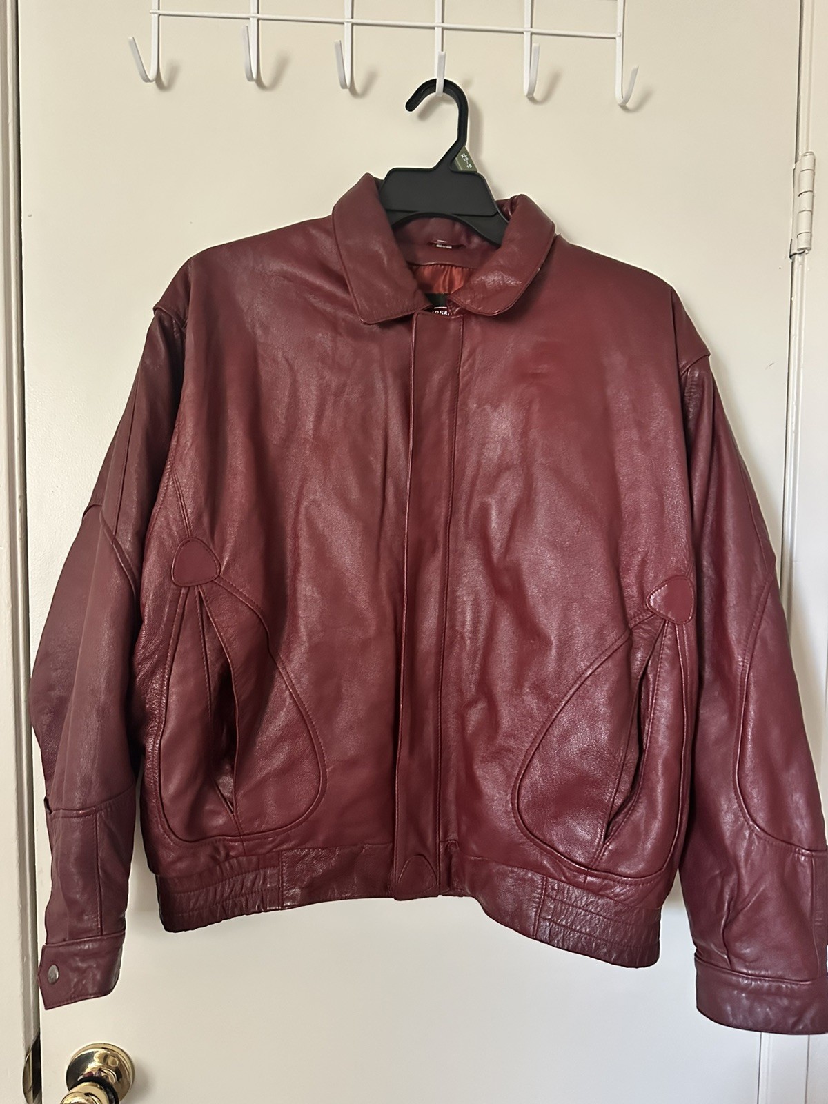 Vintage 1991 Ford Bronco Silver Anniversary Burgundy Leather Jacket Size M