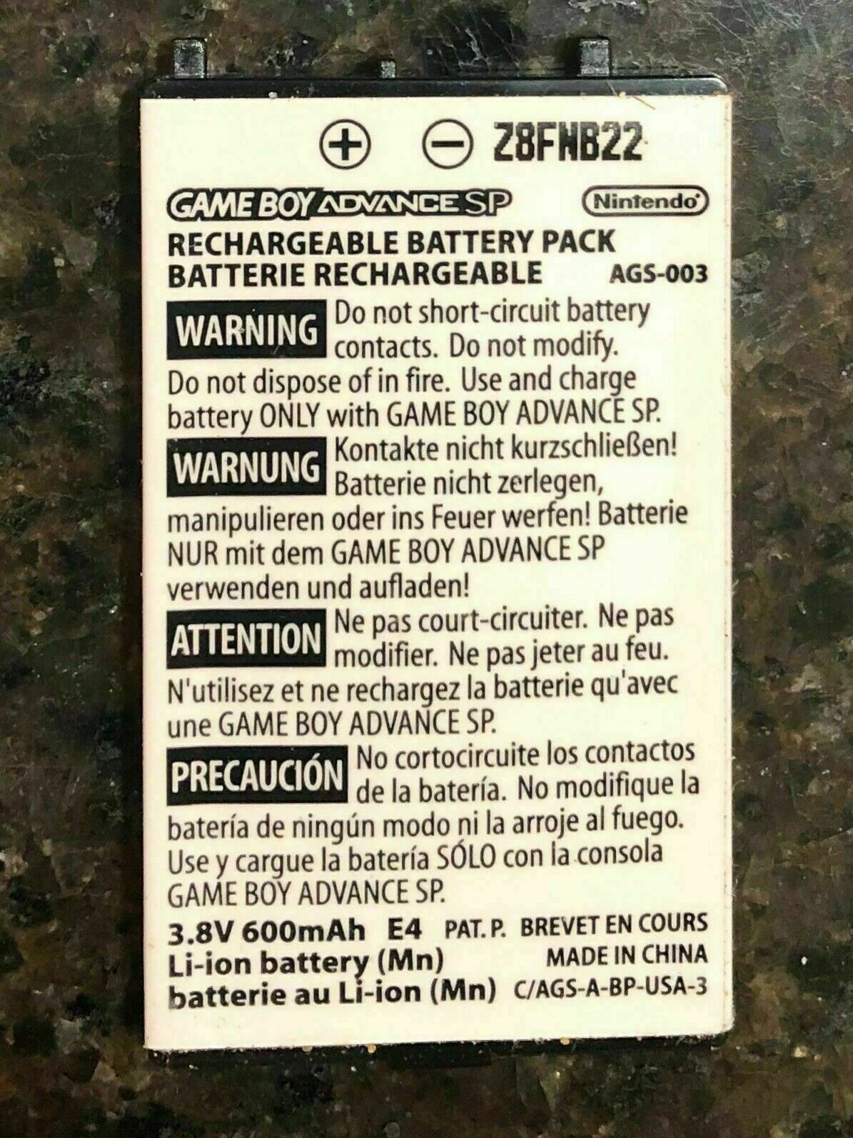 OFFICIAL OEM Nintendo GBA Game Boy Advance SP Replacement Battery TESTED WORKS OFFICIAL OEM Nintendo GBA Game Boy Advance SP Replacement Battery TESTED WORKS