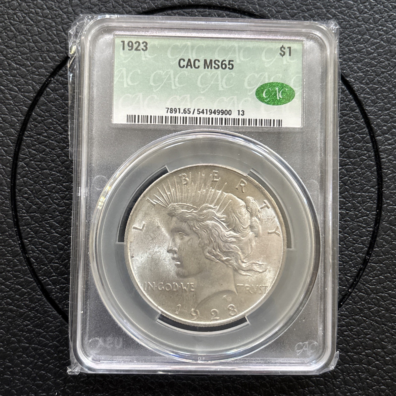 1923 Peace Silver Dollar CACG MS65 Gem Uncirculated 90% Silver