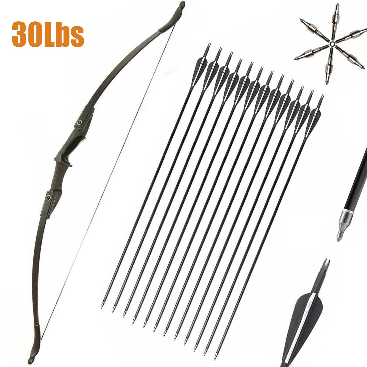 57 inch Takedown Recurve Bow &12Pcs Arrows Set Right Left Hand Archery Hunting