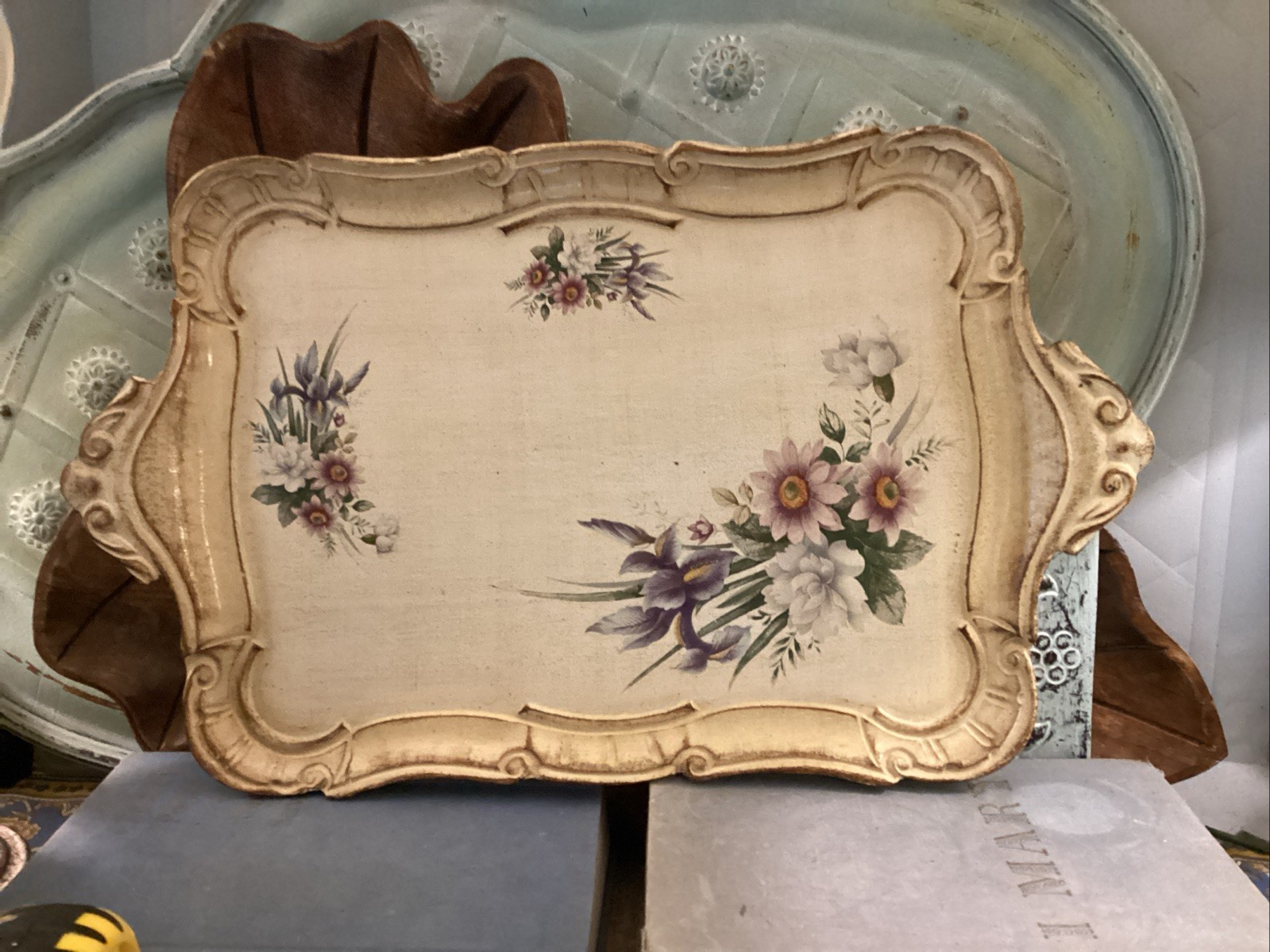 Florentine Tray Handcrafted Floral Shabby French Country Floral Vintage Florentine Tray Handcrafted Floral Shabby French Country Floral Vintage