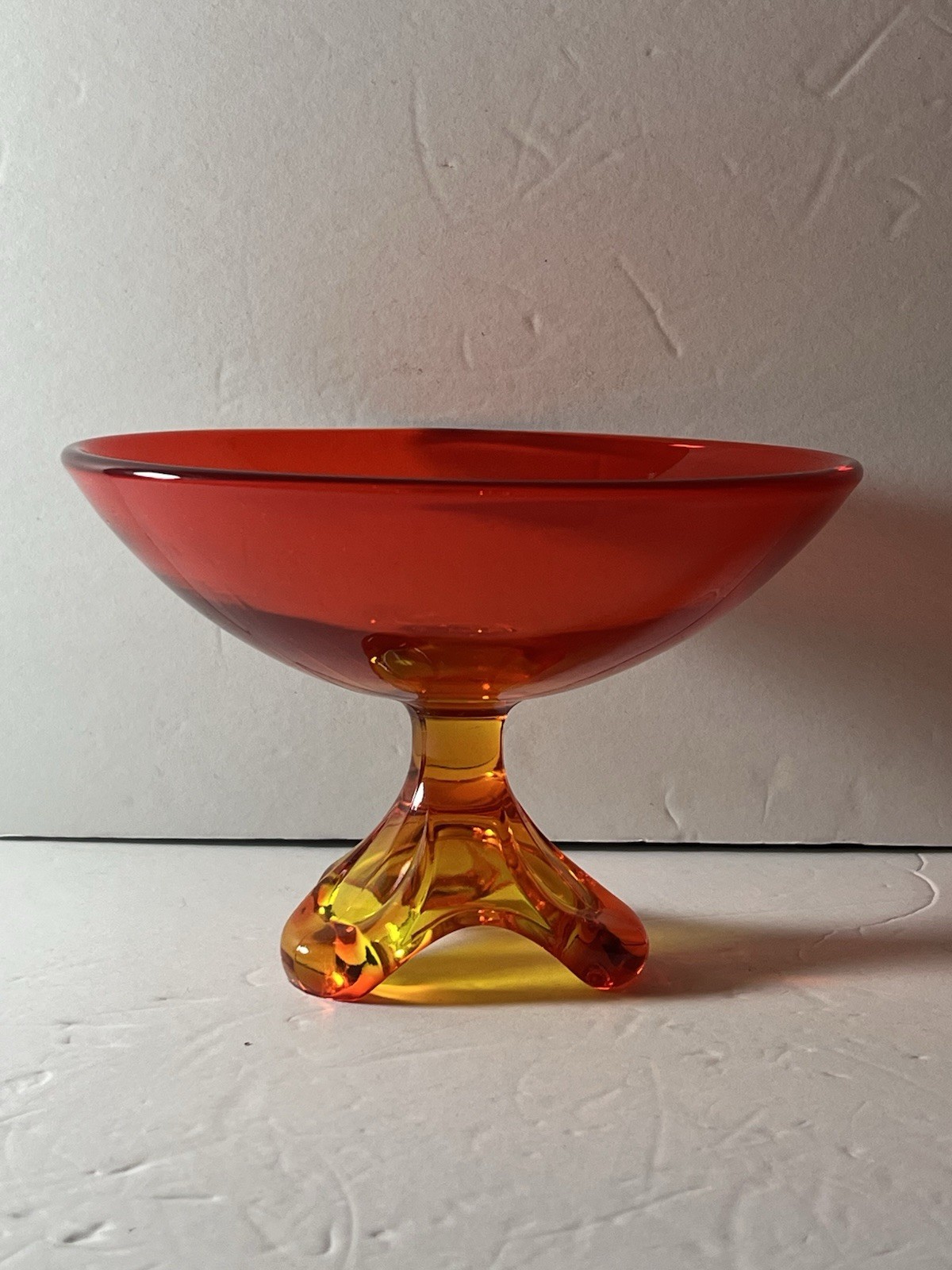 Vintage Amberina Viking Glass Footed Bowl
