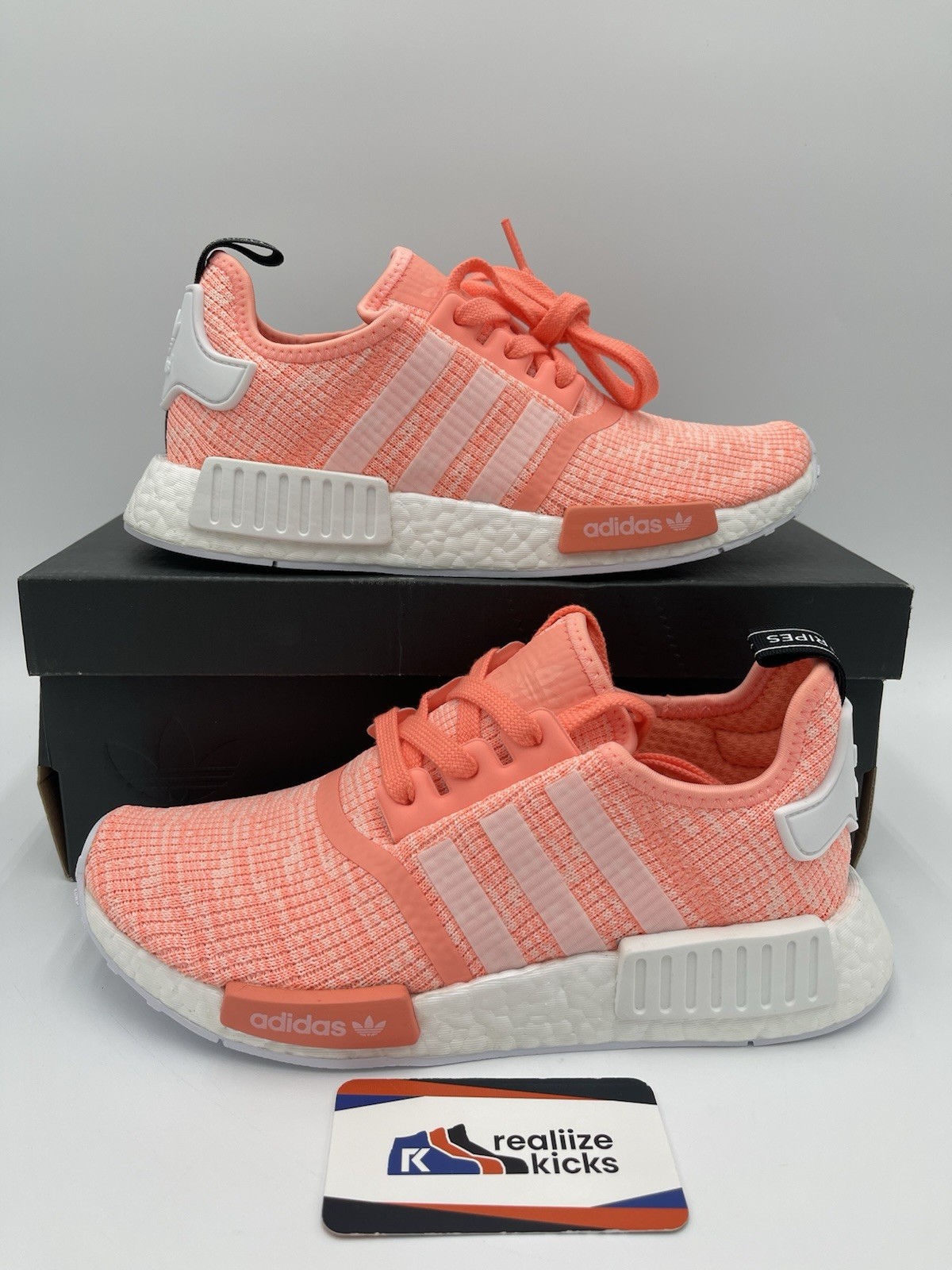 Size 7.5W - adidas NMD R1 Sun Glow White Peach Pink Coral WMNS (BY3034) NEW