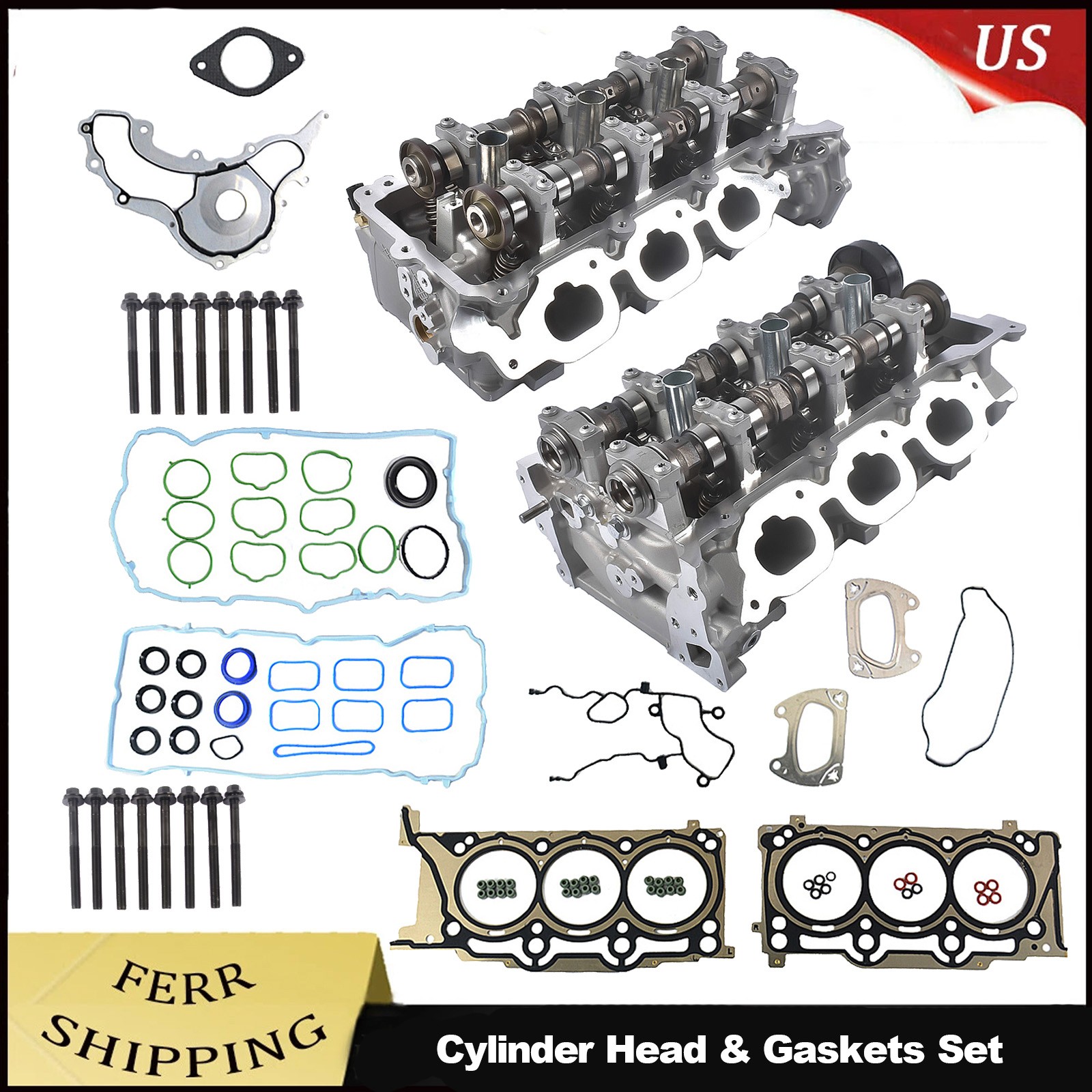 Cylinder Head Set For 11-16 Dodge Chrysler Jeep Ram 3.6L 68227451AA 68141352AD