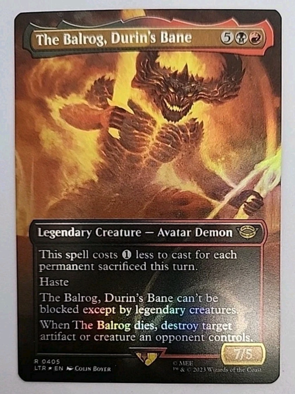 The Balrog, Durin\'s Bane (Borderless) Lord of the Rings Foil - MTG RARE The Balrog, Durin\'s Bane (Borderless) Lord of the Rings Foil - MTG RARE