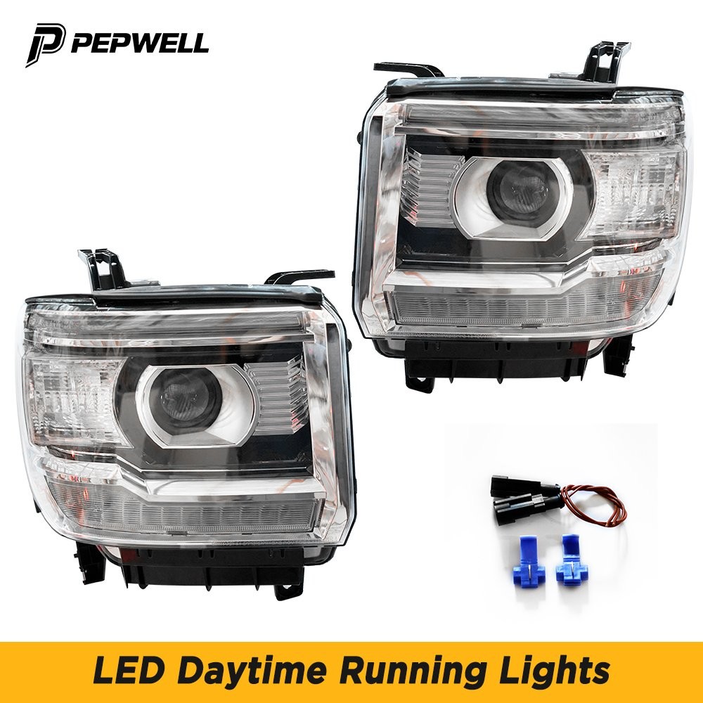 For 2014-2019 GMC Sierra 1500 HID LED DRL Projector Headlights Headlamps RH+LH
