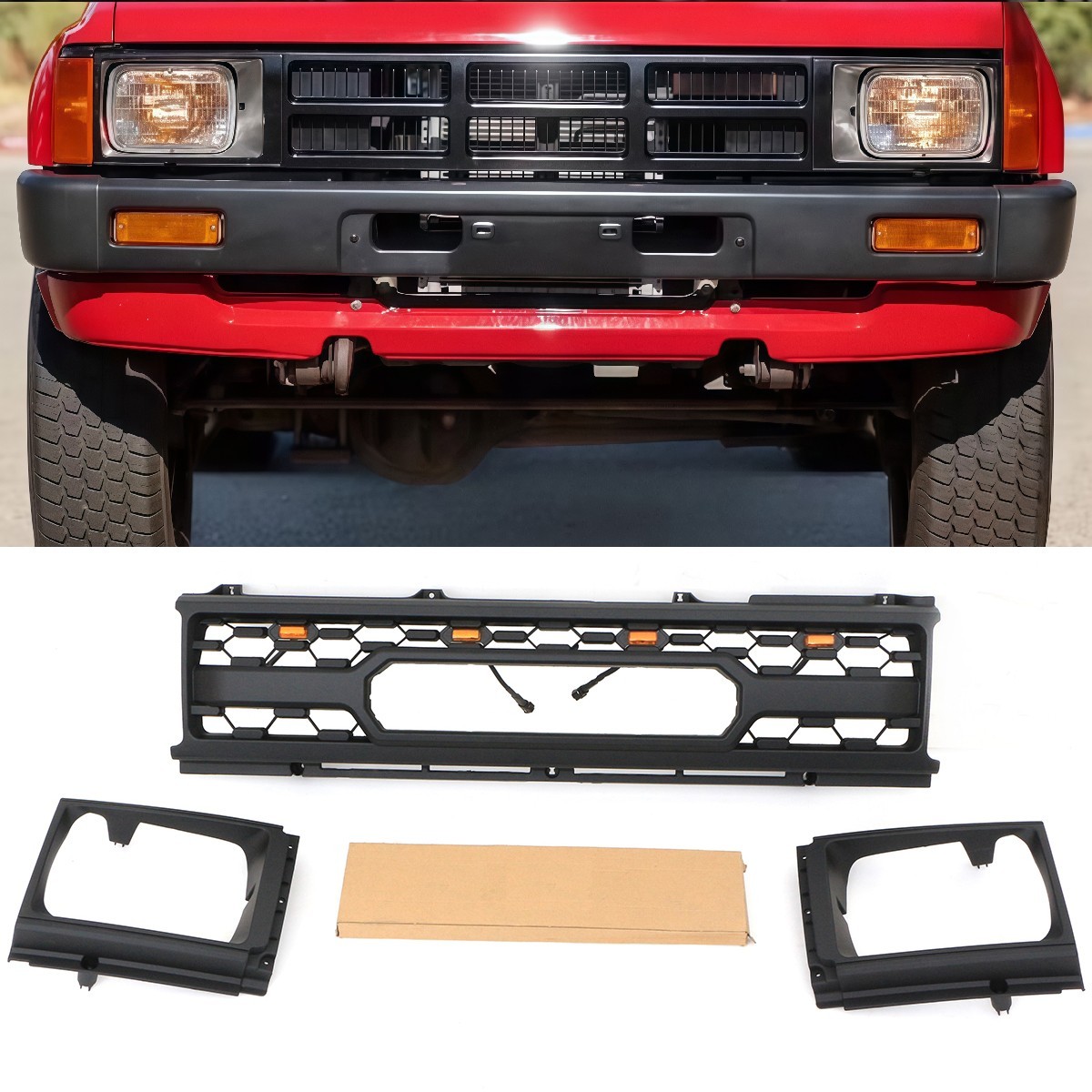 Black Front Grille With lamp frame Fit For Toyota Pickup-Hilux 1984-1986 Black Front Grille With lamp frame Fit For Toyota Pickup-Hilux 1984-1986