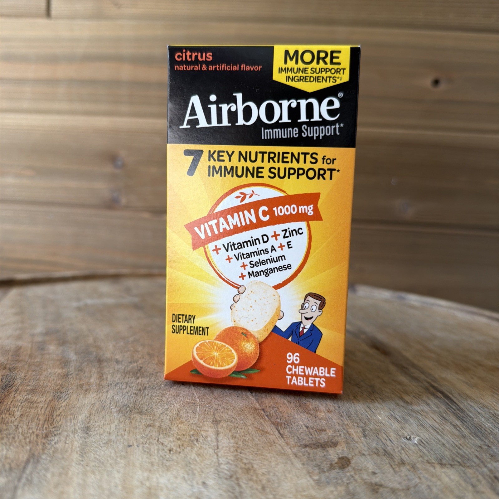 Airborne 1000mg Vitamin C - 96 Chewable Tablets with Zinc - Exp 10/27