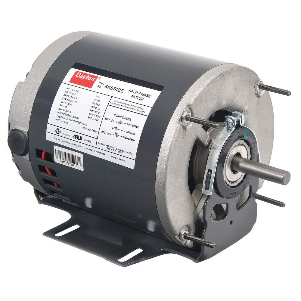 DAYTON 5K554 Motor,1/6, 1/3 HP,1,725/1,140 RPM,115V 5K554