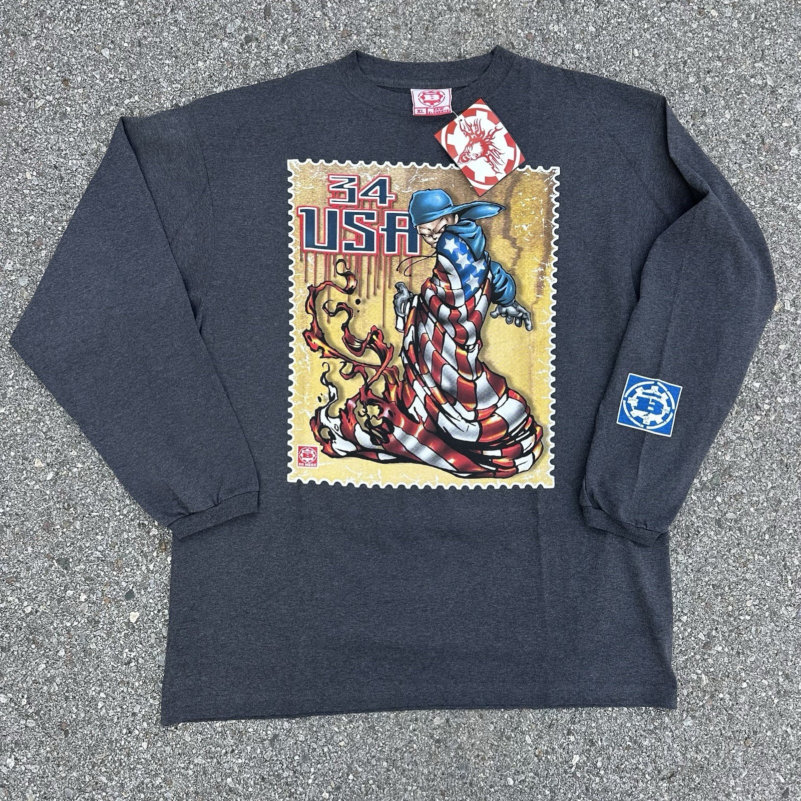 Vintage Raw Elements Urban T Shirt XL 90s Y2K Deadstock Hip Hop Graffiti B-Boy