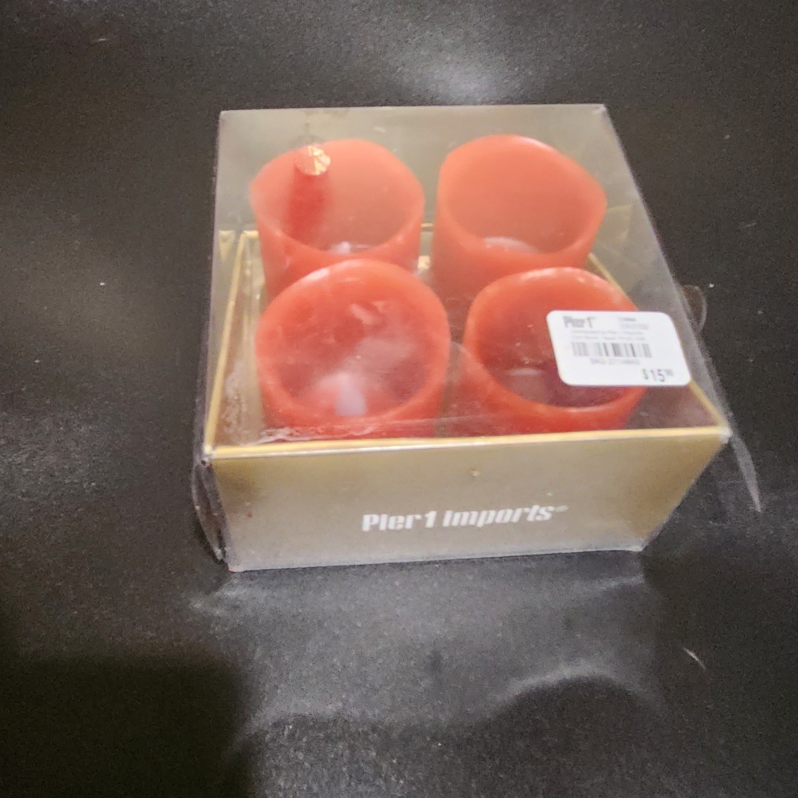Pier 1 Imports Set of 4 Orange Coral Tea Light Candles New in Box SKU 2714843 Pier 1 Imports Set of 4 Orange Coral Tea Light Candles New in Box SKU 2714843