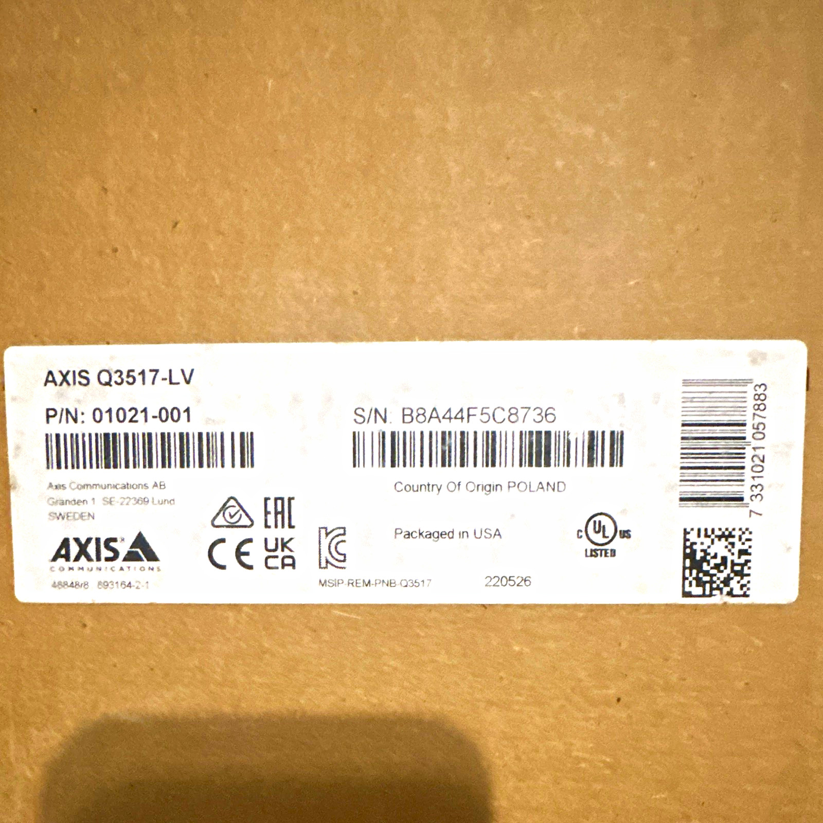 AXIS Communications Q3517-LV IP/Network Wired Surveillance Camera, MPN 01021-001 AXIS Communications Q3517-LV IP/Network Wired Surveillance Camera, MPN 01021-001