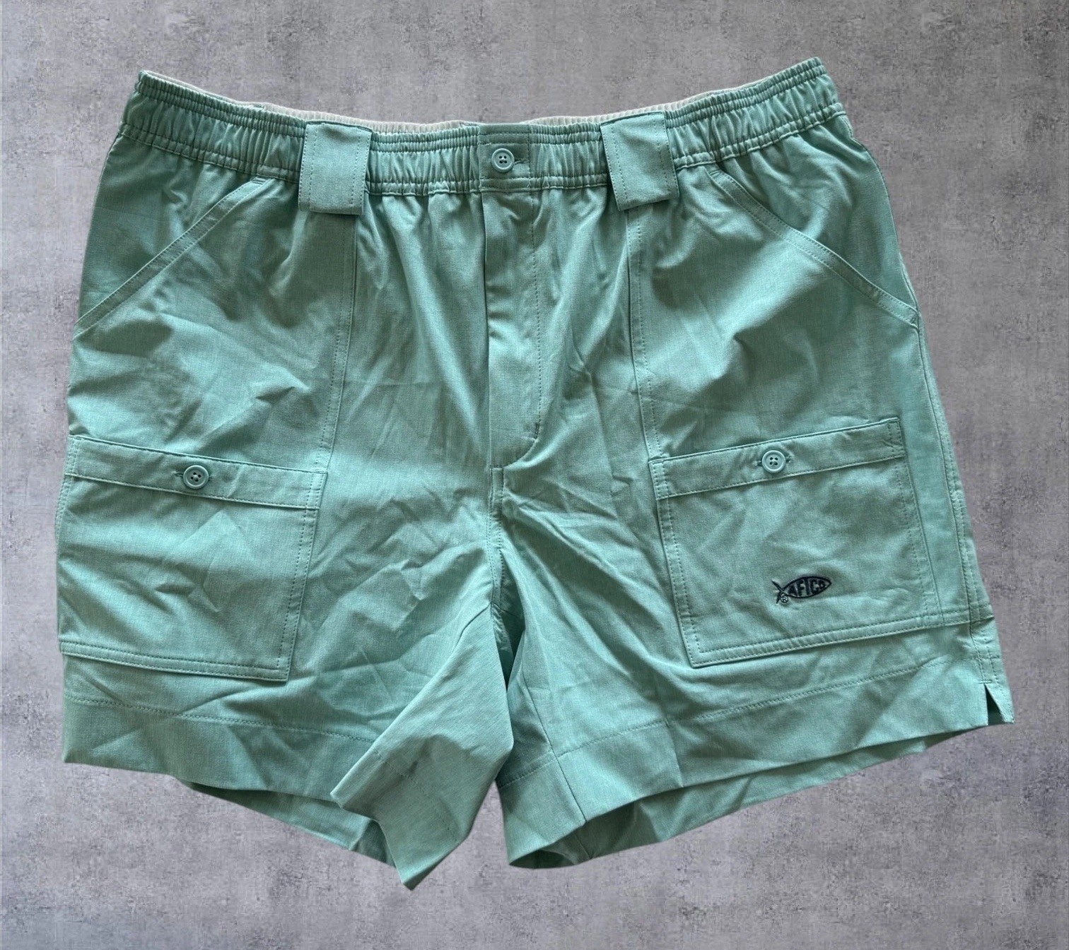 AFTCO Original Stretch Fishing Shorts Men’s 40 Teal Green Pliers Pocket M100