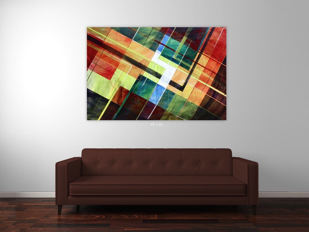 ShawNshawN Original painting HUGE 44x66 vibrant colorful geometric modern art