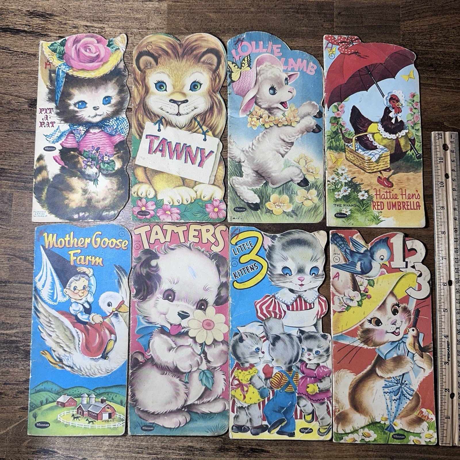 Vtg 1950s Whitman Childrens Die Cut Shaped Books Lot of 8 Tawny Tatters Hattie