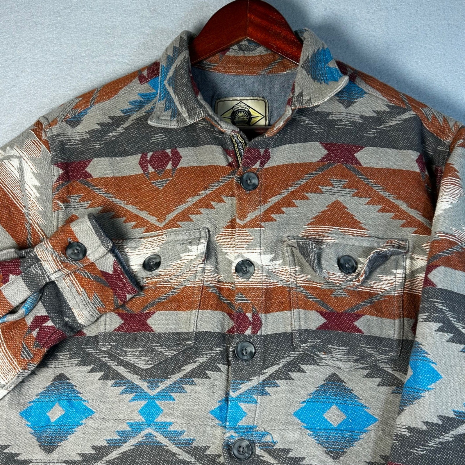 Scully Farthest Point Mens M Southwestern Aztec Shacket Shirt Geometric