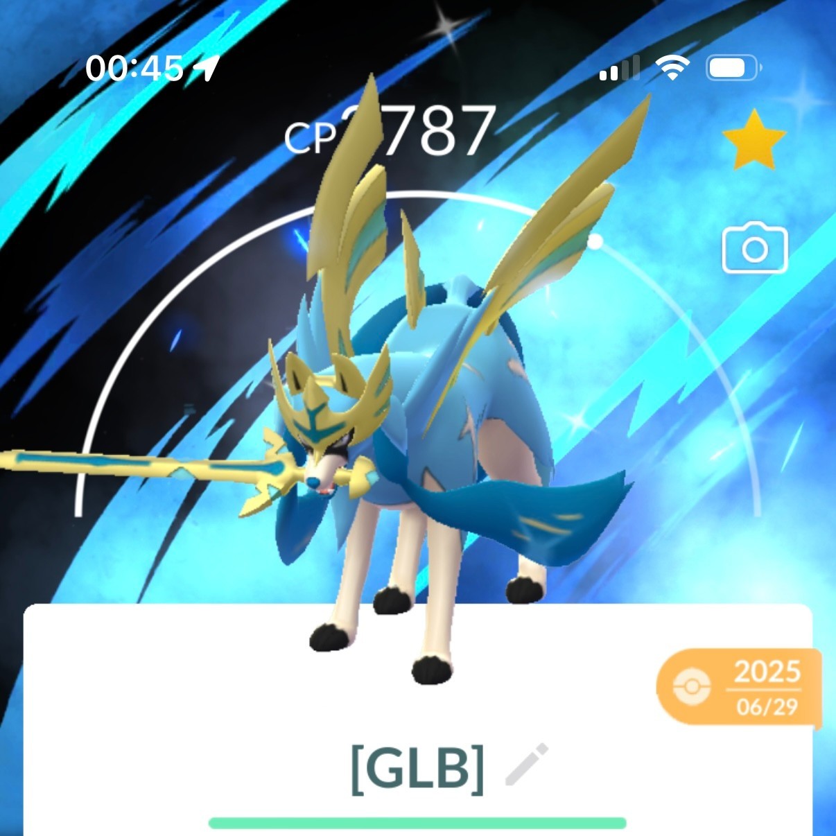 ✨Shiny, Lv50, 3-moves✨Crownded  Zacian with🗺️ Background