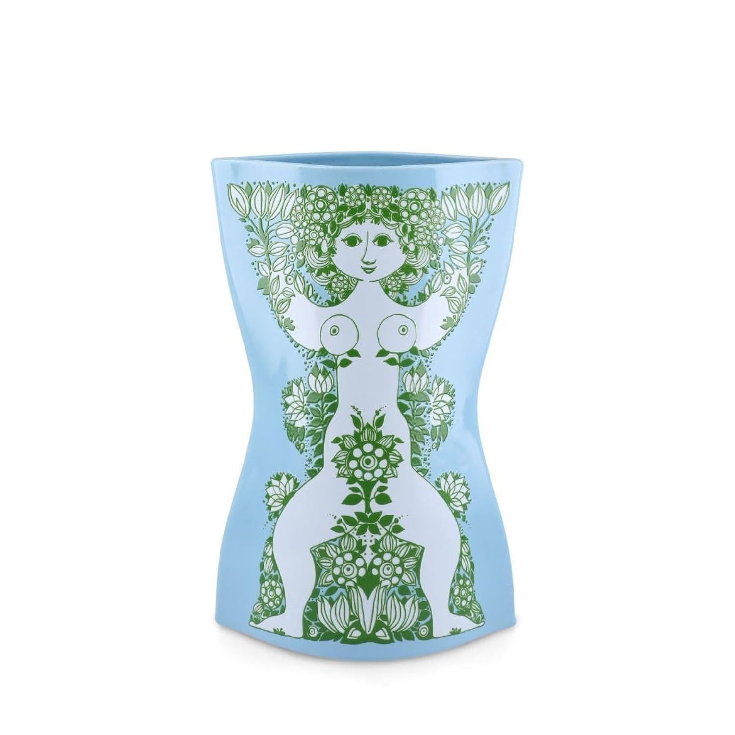 Bjorn Wiinblad Nina Vase Light Blue Green 11.2in Hand-Painted Ceramic Denmark