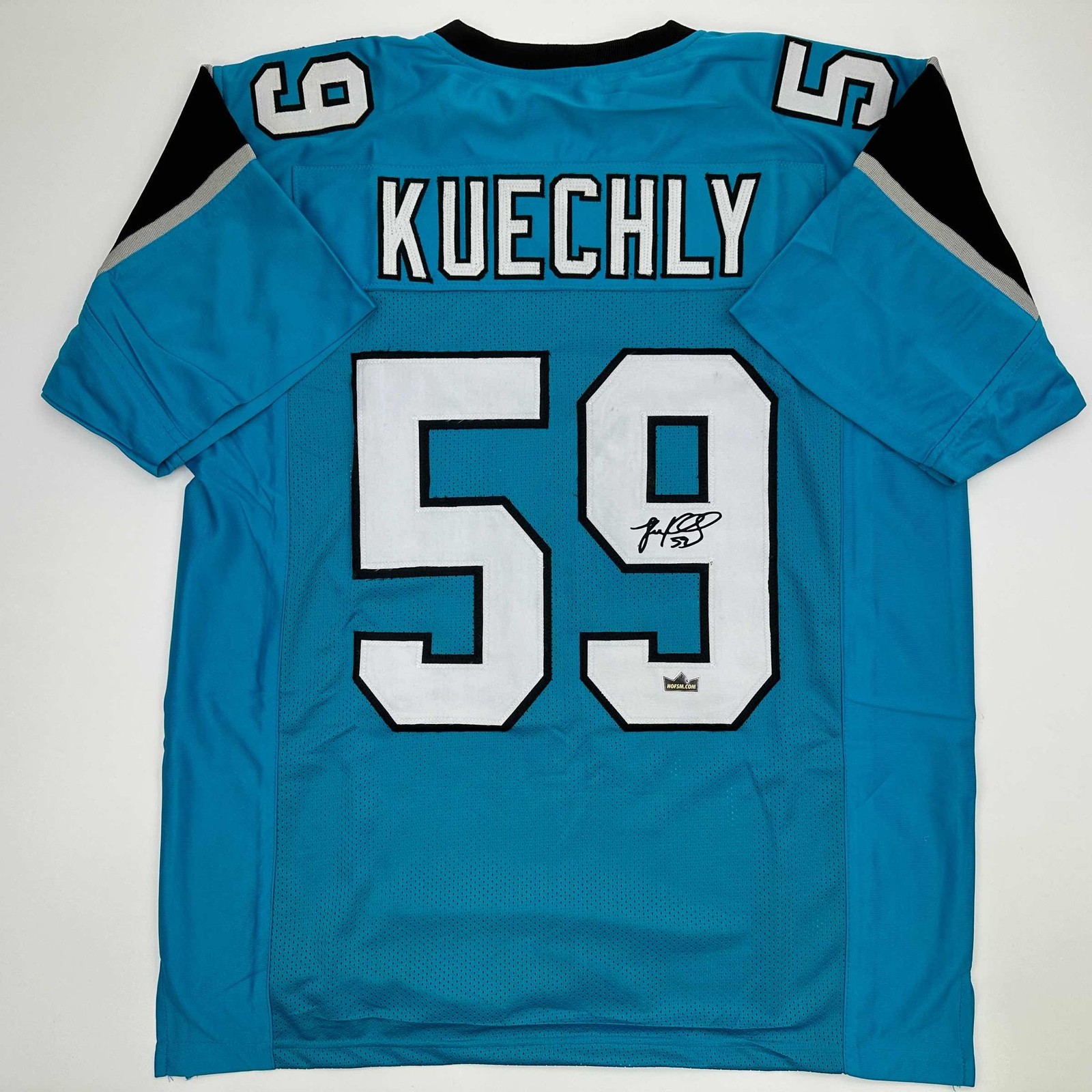 Facsimile Autographed Luke Kuechly Carolina Blue Jersey Size Men's XL Facsimile Autographed Luke Kuechly Carolina Blue Jersey Size Men's XL