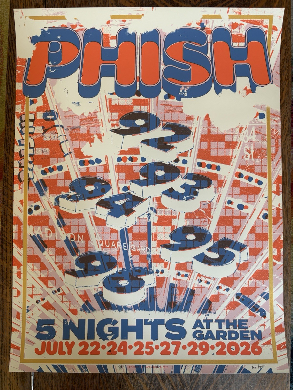 Phish MSG POSTER 7/22 24 25 27  29/ 2026 Madison Square Garden New York Knicks