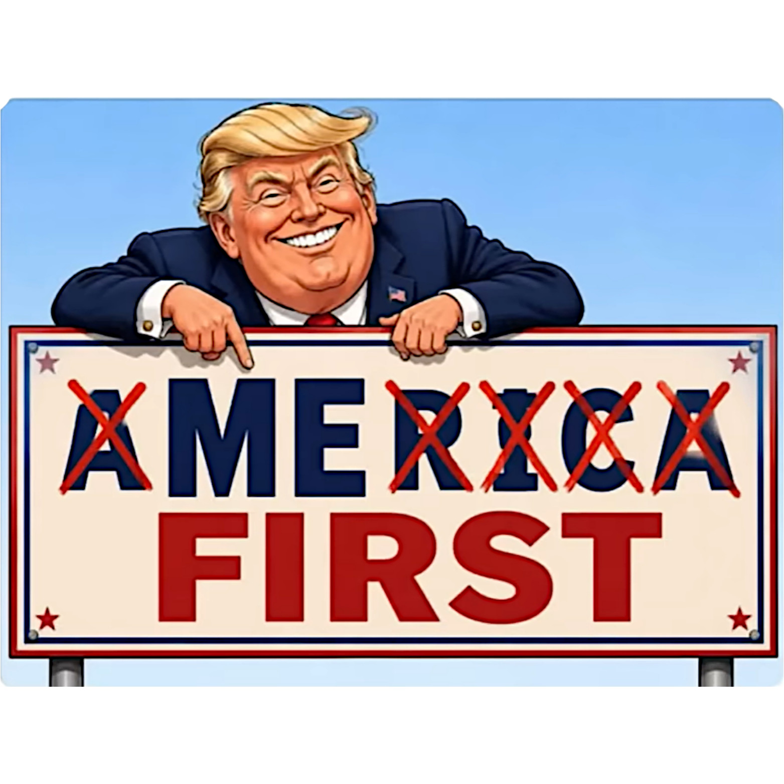 aMErica First, Die Cut, Anti-Trump, Political, Vinyl Sticker, 2.75 W x 2.0 H 