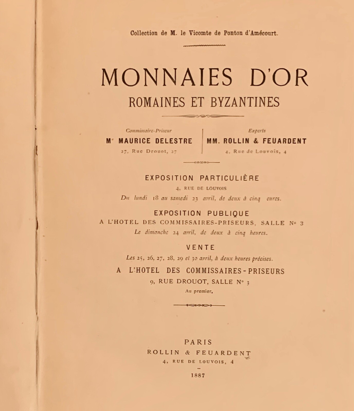 📚 Monnaies d’or Romaines Byzantines 1887 monete numismatica Vicomte d’Amercourt