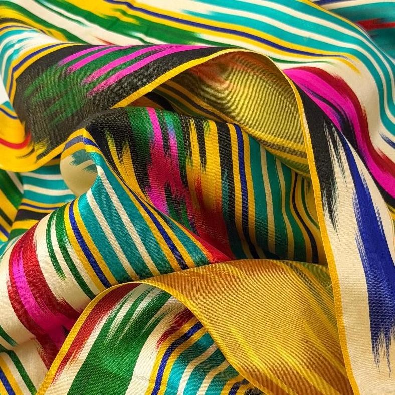 AUTHENTIC UZBEK KHAN ATLAS SILK BLEND FABRIC- TRADITIONAL FABRIC OF CENTRAL ASIA AUTHENTIC UZBEK KHAN ATLAS SILK BLEND FABRIC- TRADITIONAL FABRIC OF CENTRAL ASIA
