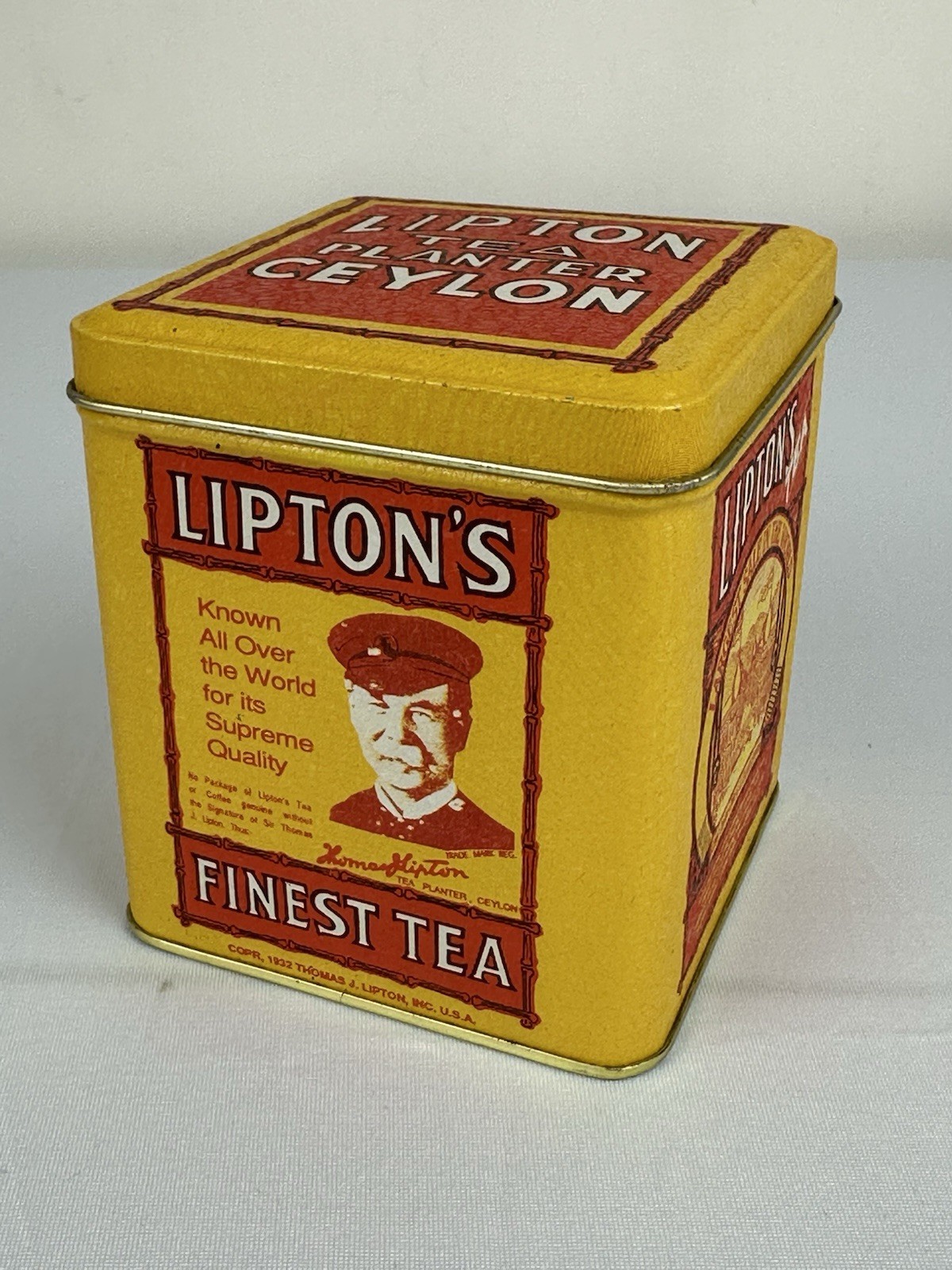 Vintage Lipton's Finest Tea Yellow Tin BristolWare Collectible 