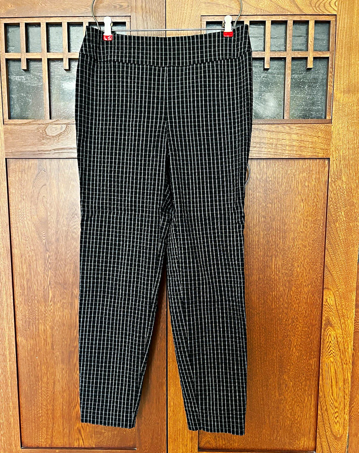 Alfani Black White Check Stretch Dress Pants Zip Flat Front 30/28 Alfani Black White Check Stretch Dress Pants Zip Flat Front 30/28