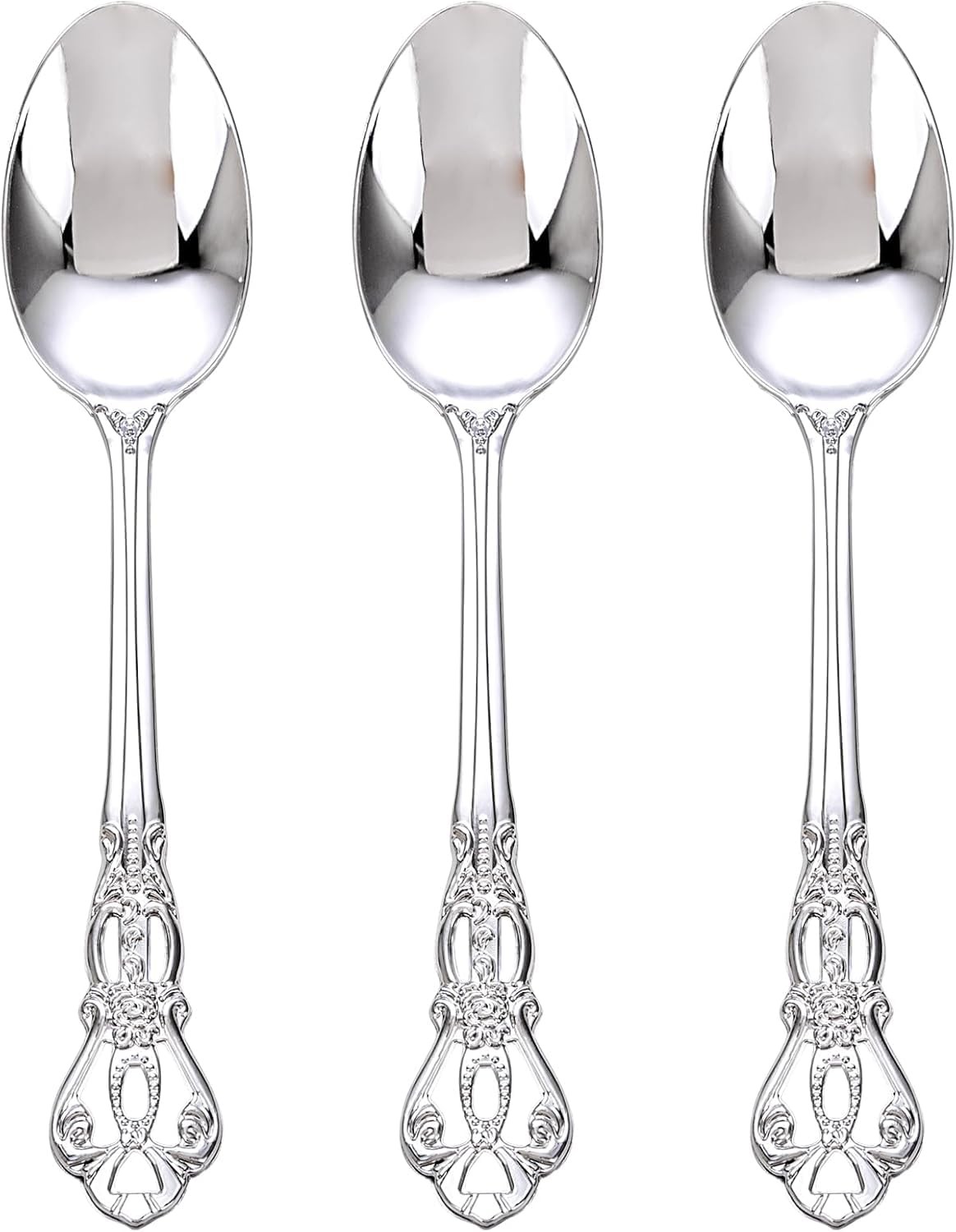 Joyido 75PCS Silver Plastic Spoons 8.1inch Vintage Soup Spoons for Parties | ...