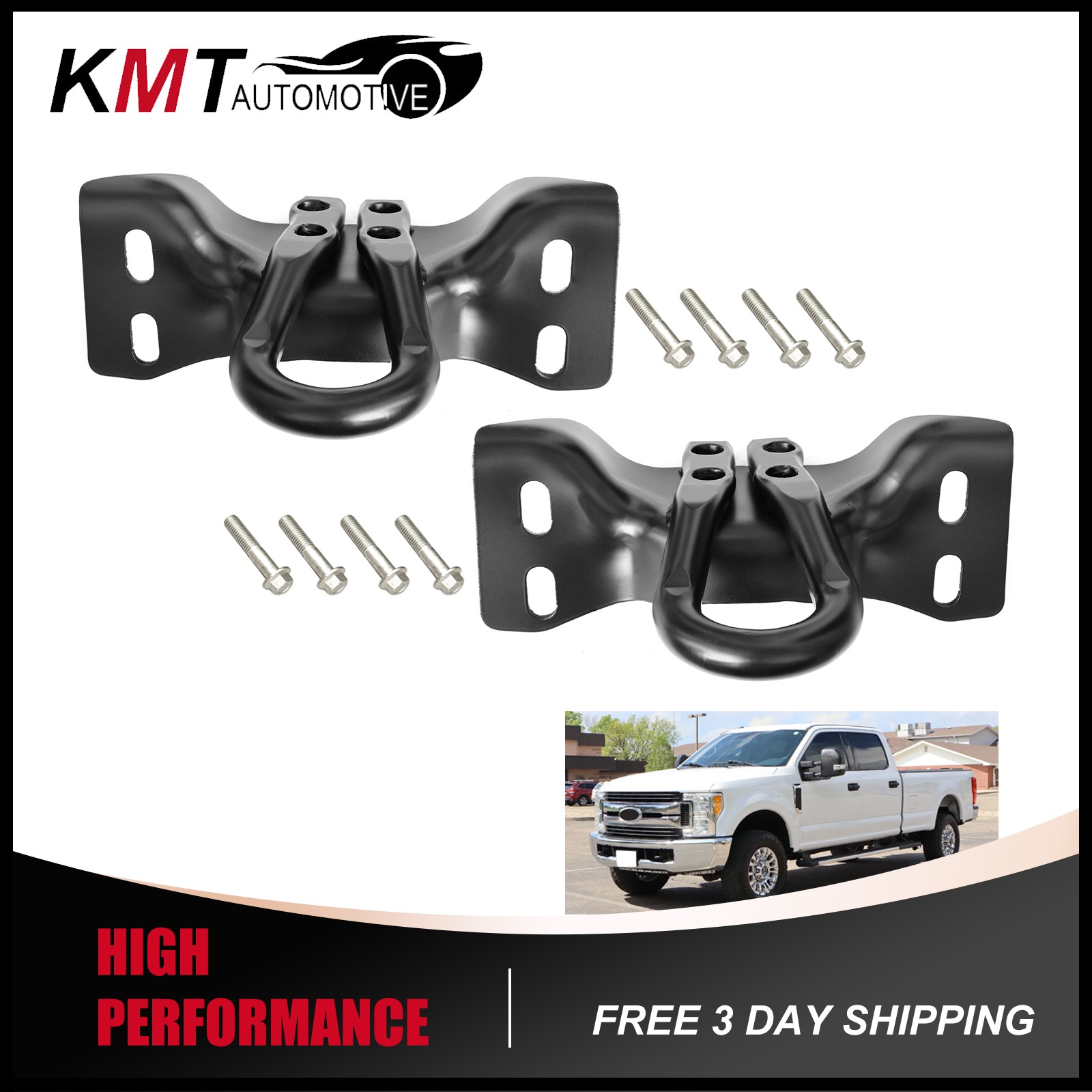Fits 2017-2026 Ford F250 F350 Super Duty Front Bumper Tow Hooks HC3C17B804AB