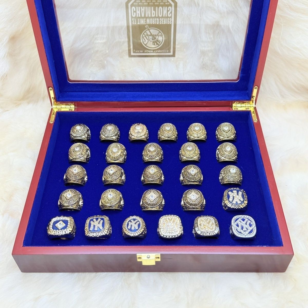 27pcs New York Yankees World Series Championship Rings Set With Box