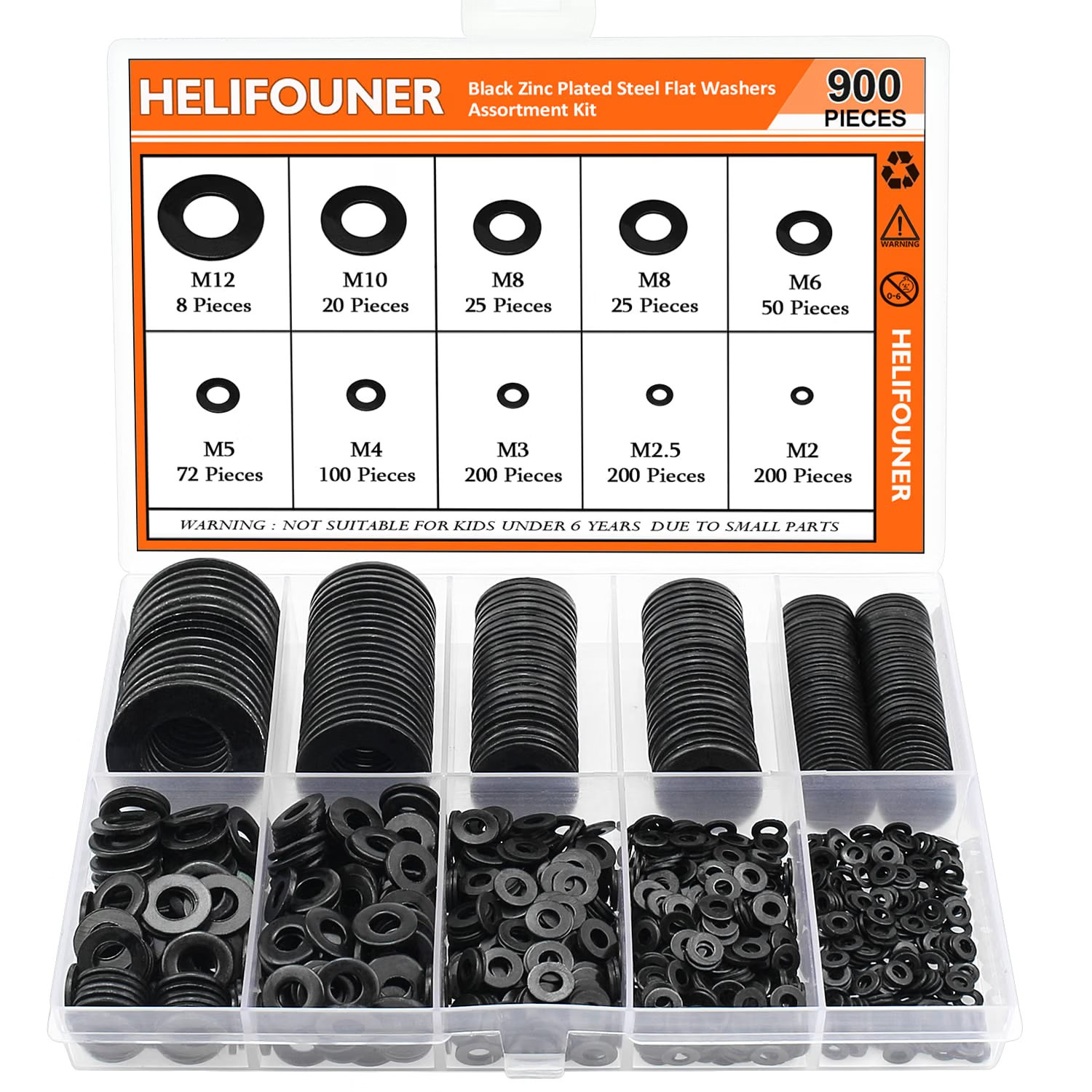 900 Pieces Black Zinc, Flat Washers Assorted Kit, Flat Washers, Metric Washers, 900 Pieces Black Zinc, Flat Washers Assorted Kit, Flat Washers, Metric Washers,