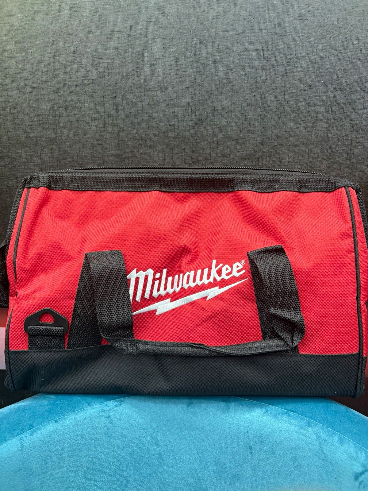 Milwaukee Small Red/Black Fabric Tool Bag Zipper Closure Carrying Handles