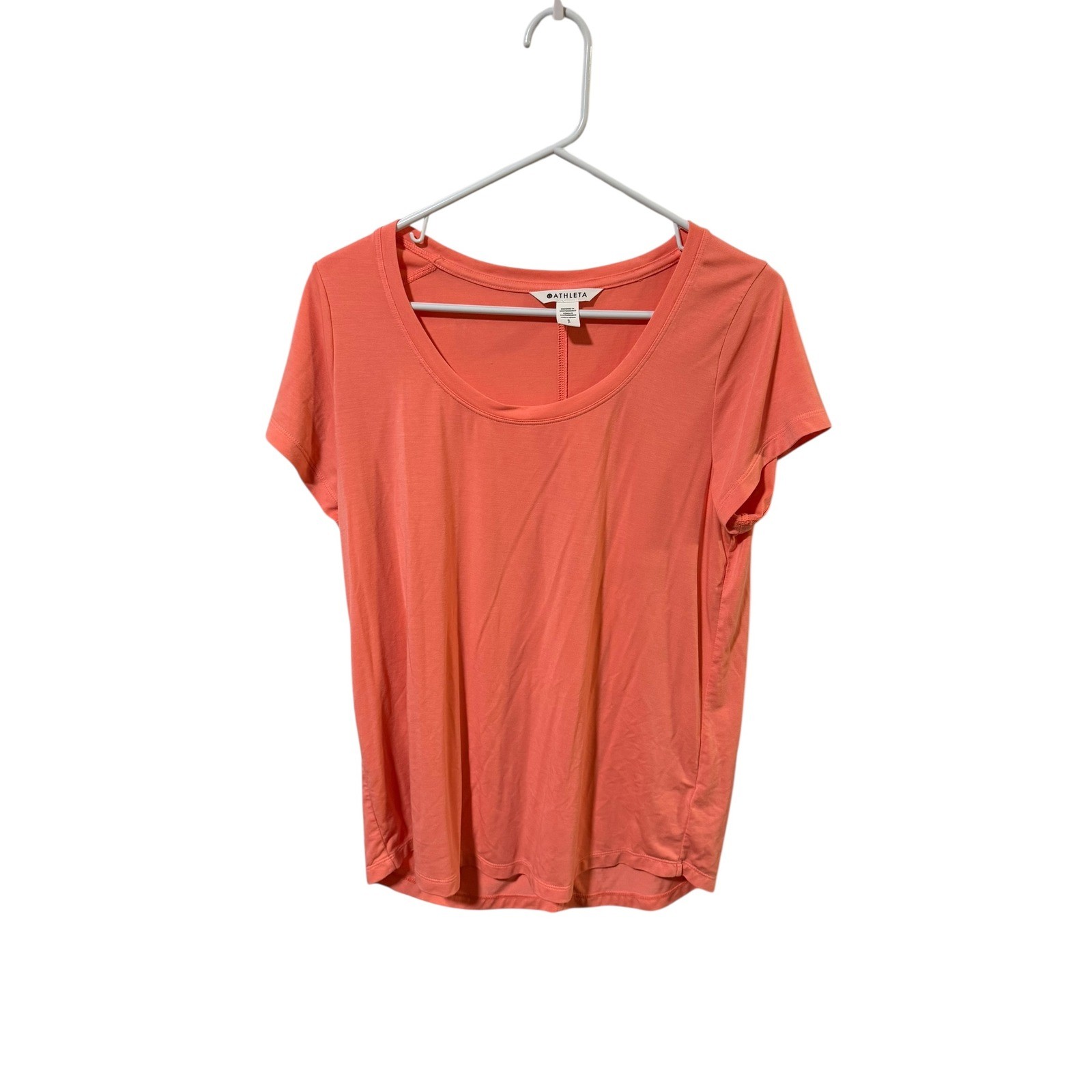 Athleta Size Small Stratus II Tee Coral Orange Short Sleeve Scoop Neck