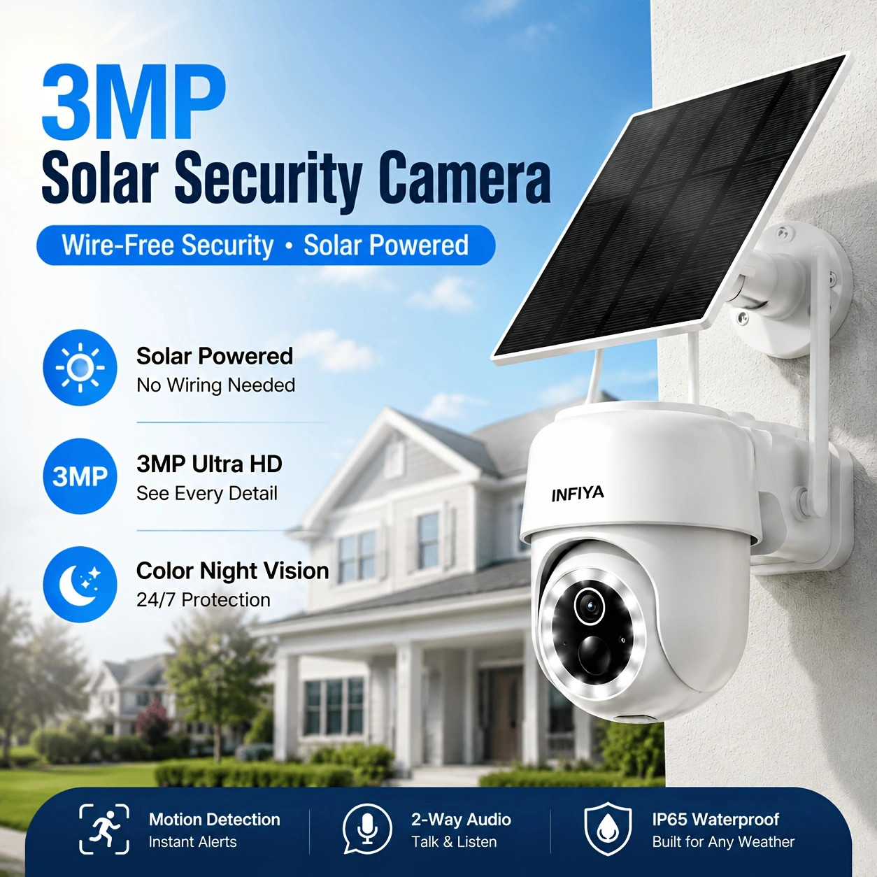 INFIYA L1 Security Camera Outdoor Wireless Solar Powered 360°PTZ 2 Way Audio INFIYA L1 Security Camera Outdoor Wireless Solar Powered 360°PTZ 2 Way Audio