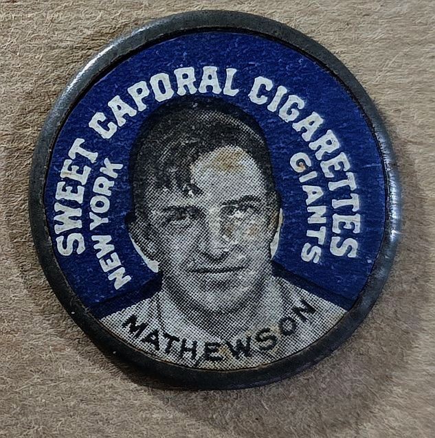 1909-12 Sweet Caporal Domino Discs Christy Mathewson NY Giants HOF Rare 1909-12 Sweet Caporal Domino Discs Christy Mathewson NY Giants HOF Rare