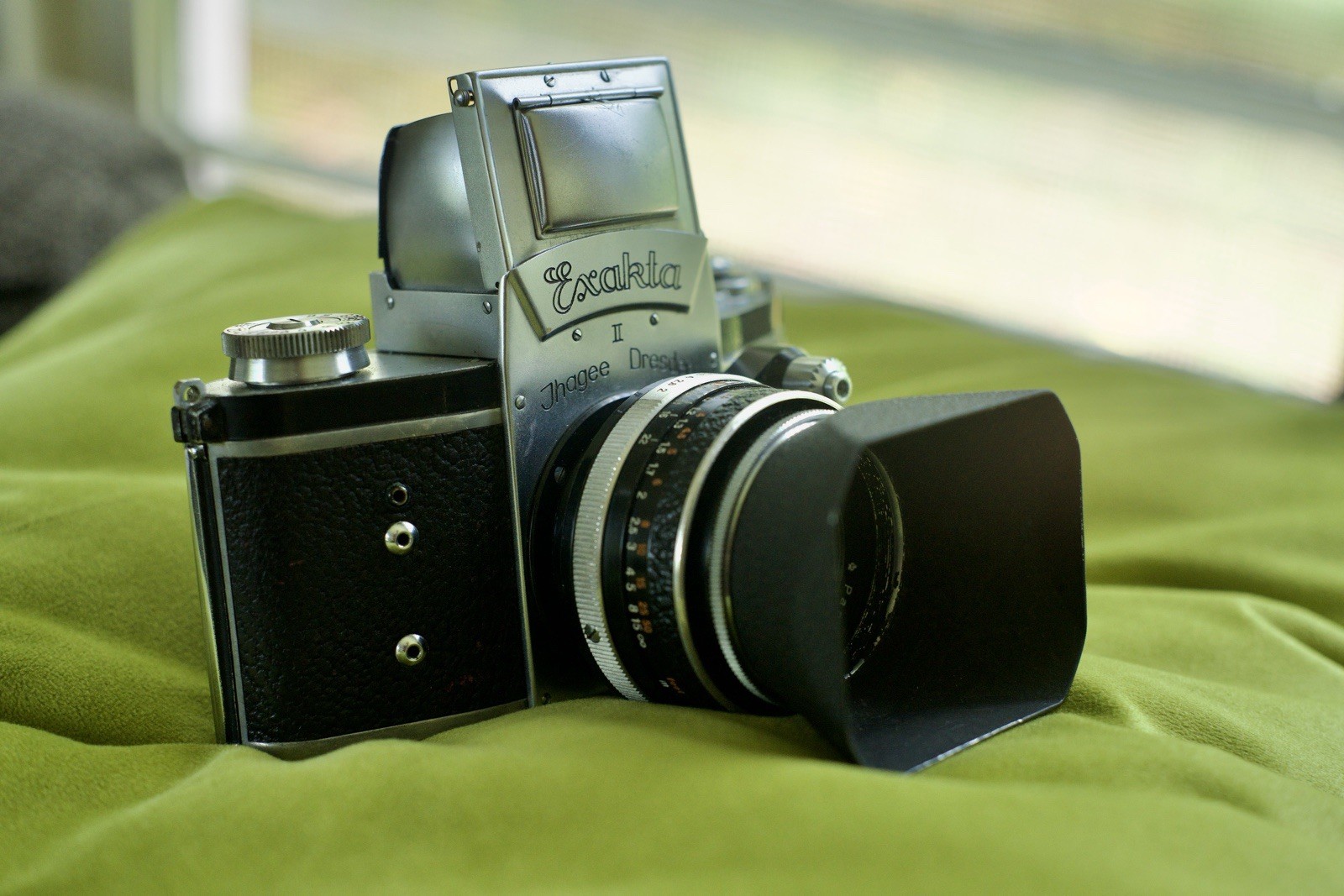 Ihagee Exakta II With Carl Zeiss Jena Pancolar 50mm F2 With Case And Lens Hood.