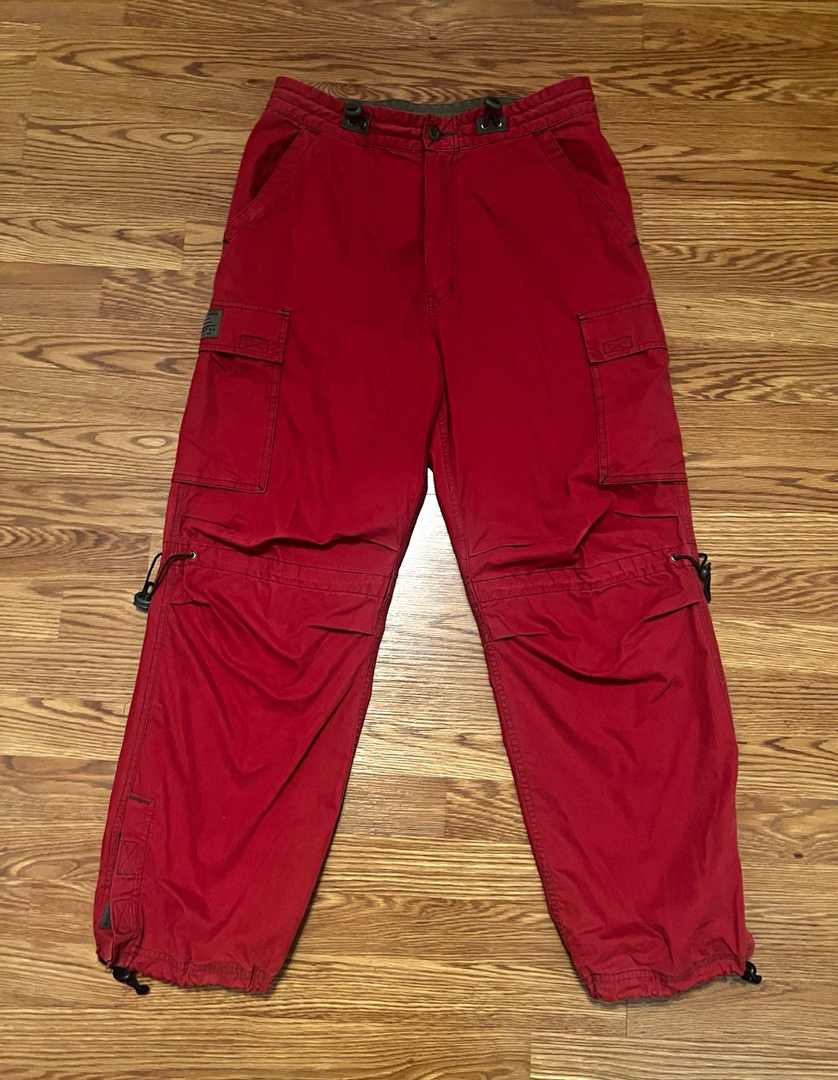 VTG Y2K Abercrombie & Fitch Convertible Paratrooper Red Cargo Pants Size XL
