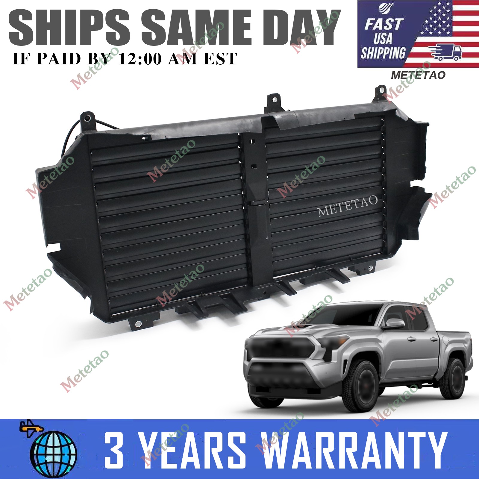 For 2024-26 Toyota Tacoma Grille Radiator Shutter W/Motor Air Louver 53100-AK011