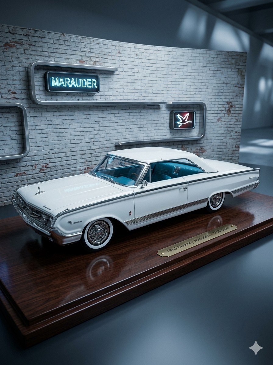 Road Signature 1964 Mercury Marauder White Blue 1:18 Diecast Car As-Is