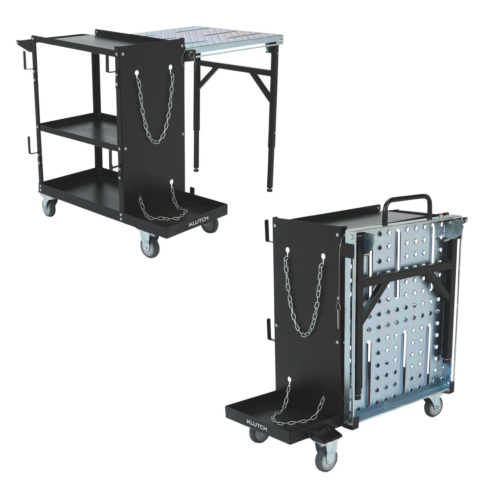 Klutch 3-Tier Welding Cart and Table Combo, 200-Lb. Capacity, Heavy-Duty 16-Ga.