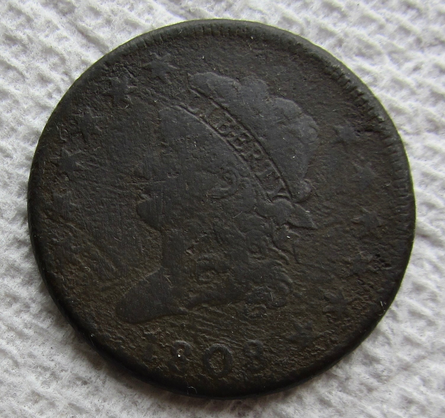 1808 Classic Head Large Cent Rare Key Date Type Coin Full Date Fine Corroded