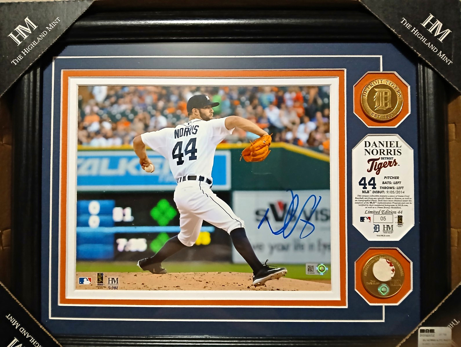 Highland Mint Daniel Norris Detroit Tigers Signed Framed Photo