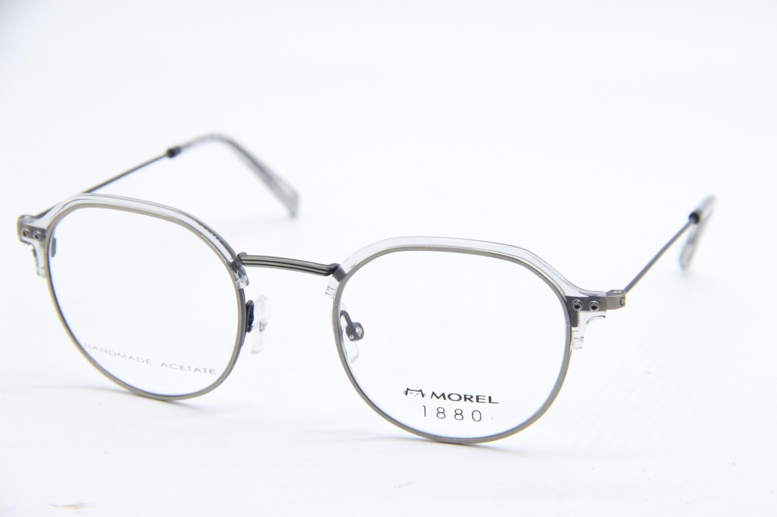 NEW MOREL 1880 60085M GG09 CLEAR GUNMETAL ACETATE AUTHENTIC EYEGLASSES 48-21