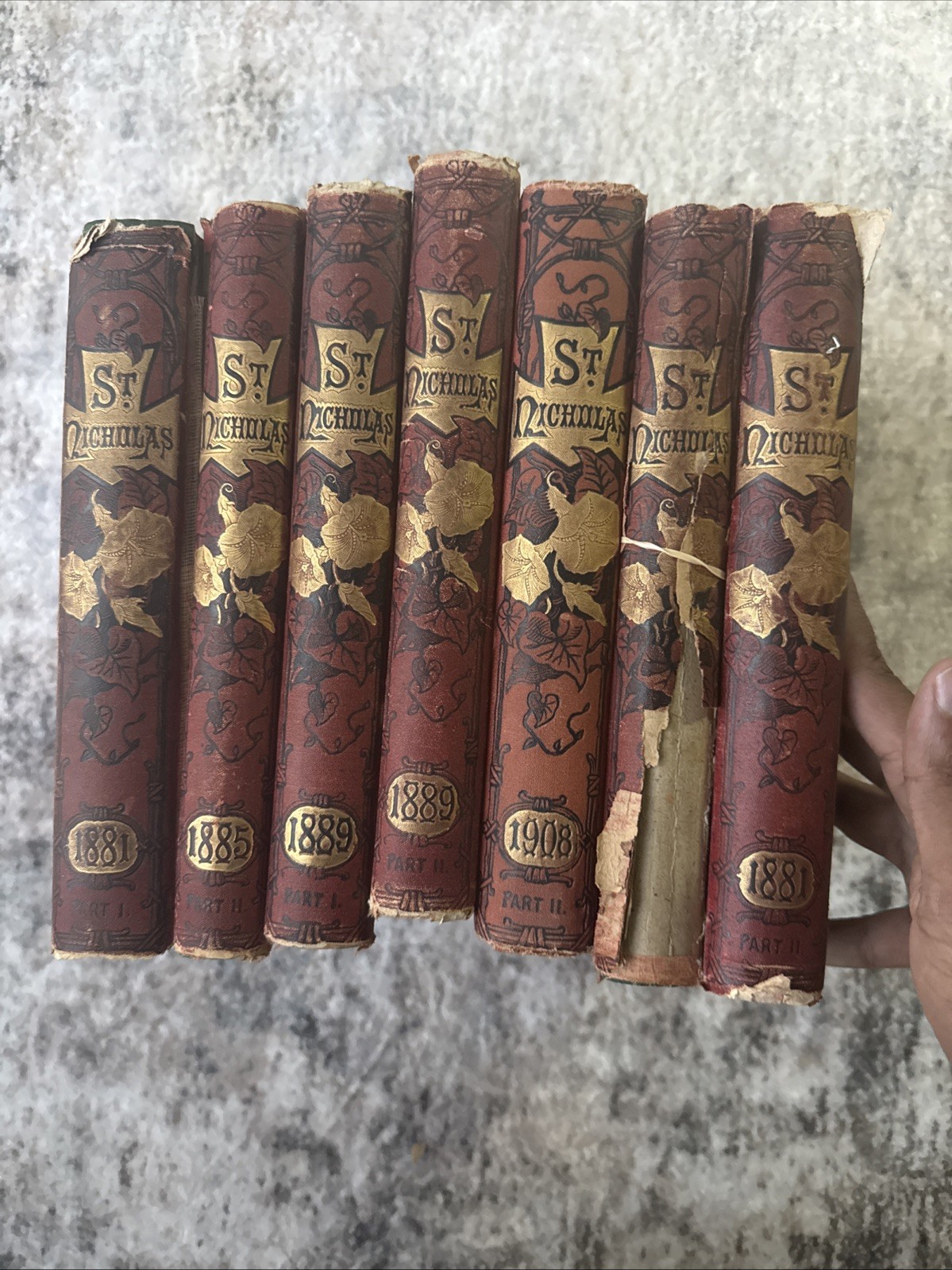 Antique St. Nicholas Magazine 7 Bound Volumes-Books, Century Co.  (1881–1908)